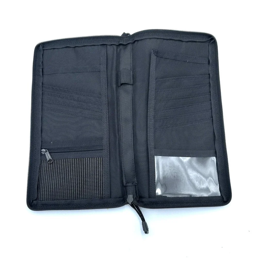 LL Bean Green Nylon Travel Wallet Organizer Passport Case Zip Clear‎ ID Window